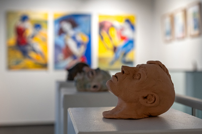 Figurative and expressive sculptures mostly showing portraits, the human body and figure.