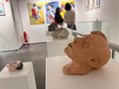 Figurative and expressive sculptures mostly showing portraits, the human body and figure.