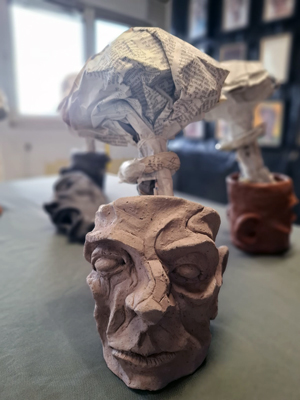 Figurative and expressive sculptures mostly showing portraits, the human body and figure.